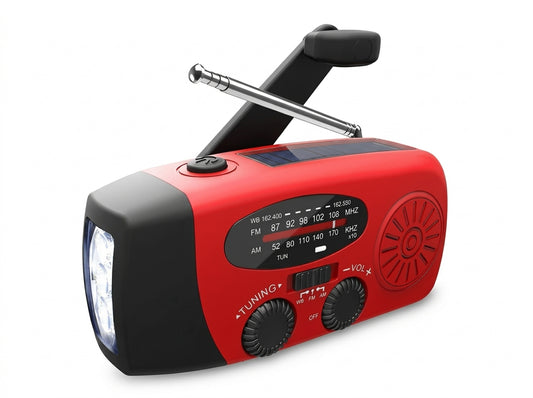 Wind-Up Emergency Quantix Radio – Solar & USB Rechargeable with LED Torch