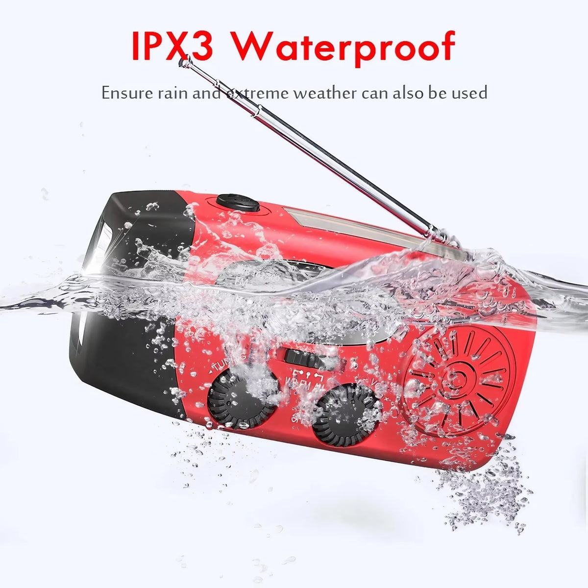 Wind-Up Emergency Quantix Radio – Solar & USB Rechargeable with LED Torch